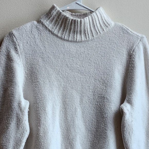 Talbots White Ribbed Turtleneck Sweater Size Large - Picture 5 of 14
